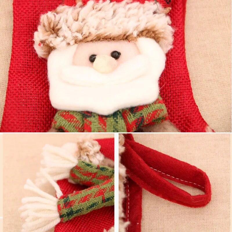 Christmas Socking Elk Bear Snowman Plush Candy Gift Bag Fireplace Xmas Tree Hanging Ornaments for New Year Party Home Decor Gift