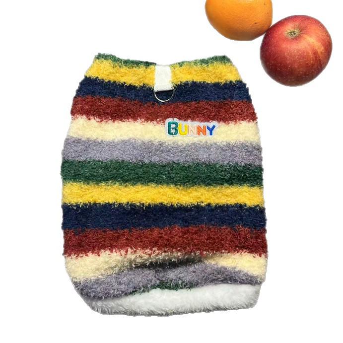 Autumn/Winter Striped Cotton Pet Clothing for Cats & Dogs - Full Print, Four-Legged Design for Small to Medium Pets