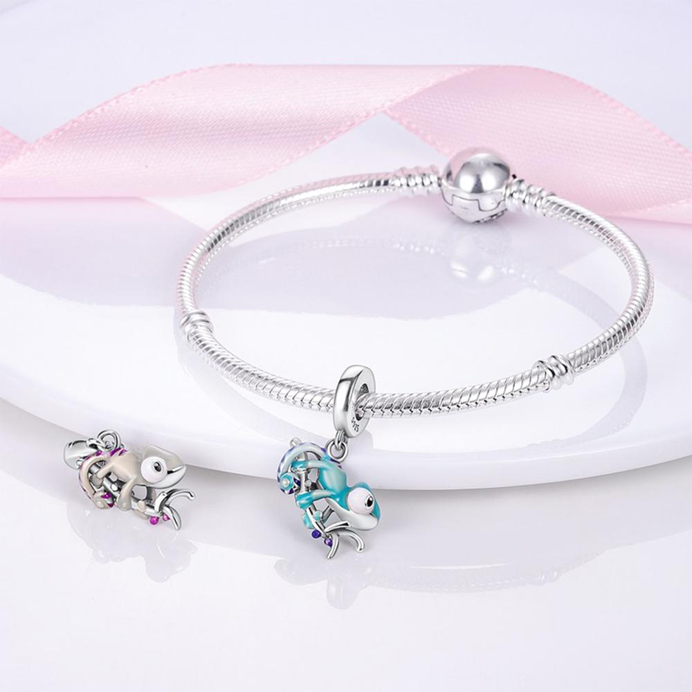 925 Silver Temperature Sensitive Chameleon Fashion Charm Beads DIY Bracelet Necklace Birthday Jewelry Gift