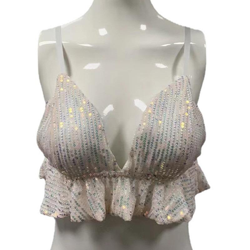 Women's Top Stage Ruffled Halter Top Crop Top