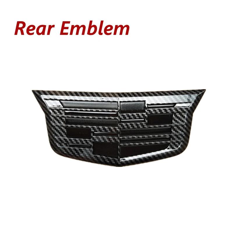 Dla Cadillac XTS XT5 XT6 ATS-L Emblemat z włókna węglowego Grill przedni samochodu Naklejka na tył Akcesoria zewnętrzne do tuningu samochodu