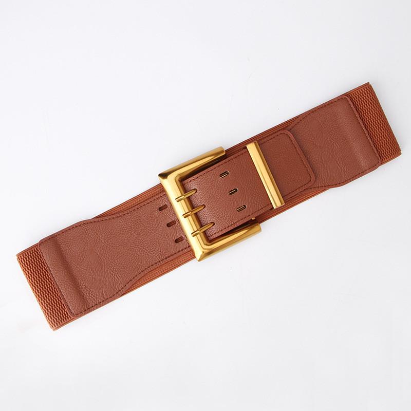 Fashion Wide Elastic Belt For Women With Metal Buckle For Dress And Coat Styling