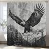1 Piece Black Line Landscape And Eagle Shower Curtain, Bathroom Decorative Shower Curtain, Waterproof Shower Curtain With Hooks