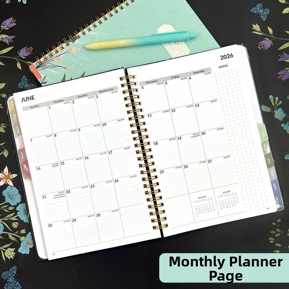 New High Quality A5 2026 Planner Jan.2026 - Dec.2026 Agenda Calendar 2026 Monthly Tabs Weekly and Monthly Academic Planner