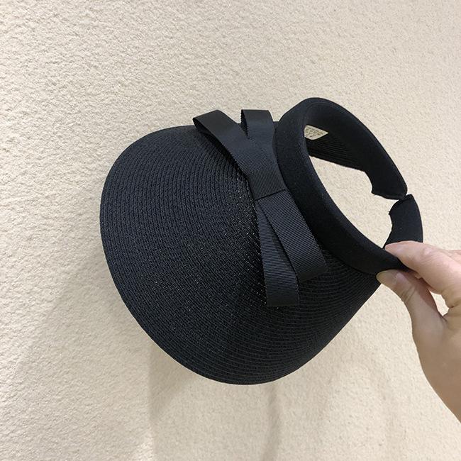 Fine cellulose empty top hat bow casual women's headband topless spring and summer sunshade sun protection duck tongue straw hat