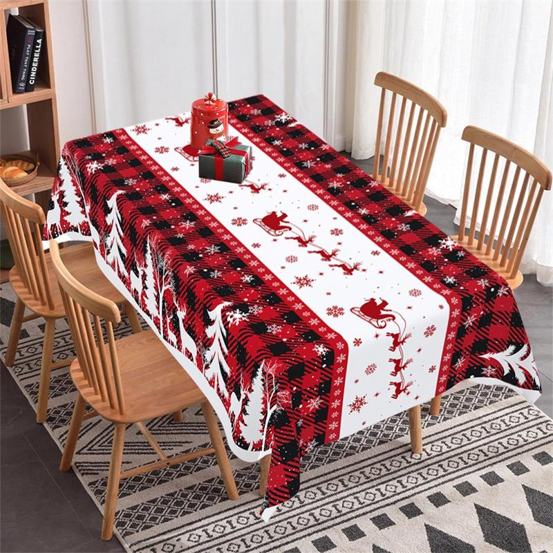 Merry Christmas Disposable Plastic Tablecloth Christmas Decorations for Home 2025 Table Cover Navidad Noel New Year Gifts Dining