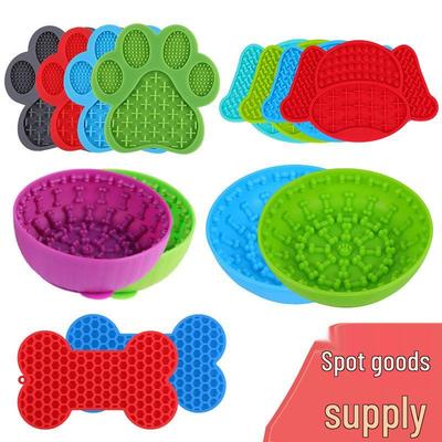 Tapis à lécher en silicone pour animaux de compagnie - Design tête de chien et patte - Diviseur de nourriture