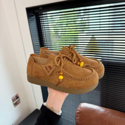 Chaussures kangourou de mode à semelle plateforme pour femmes 2025 nouvelles rétro polyvalentes à une pédale paresseuses double usage mocassins décontractés