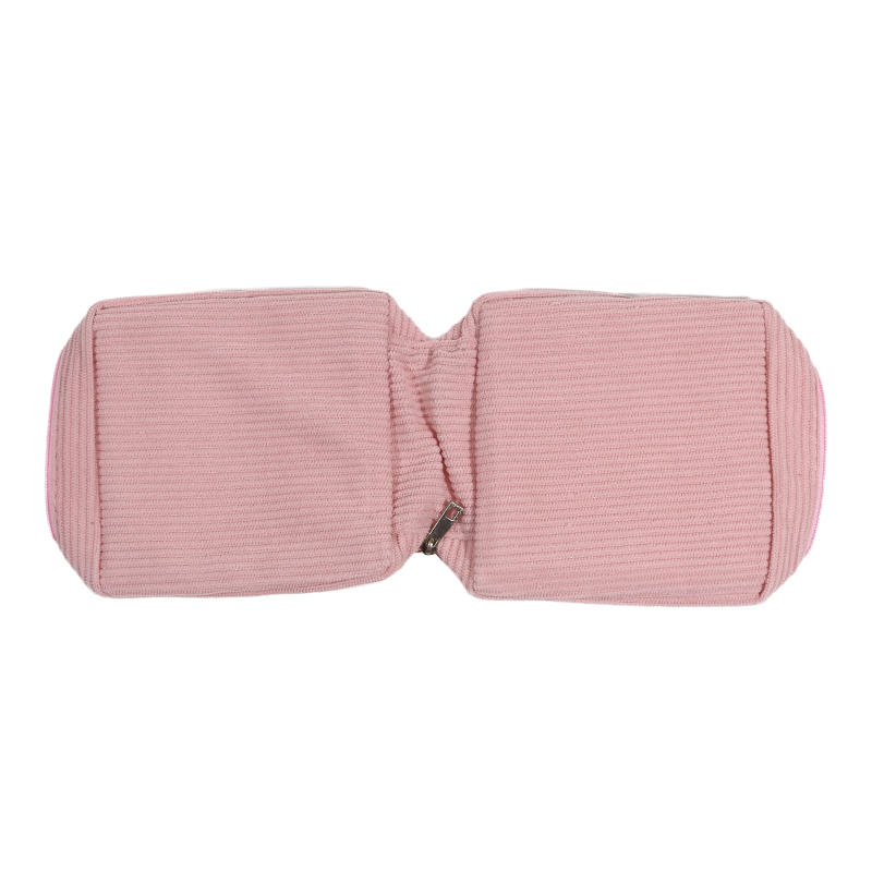 Women Portable Mini Corduroy Sanitary Napkins Storage Bag Travel Solid Color Cosmetic Toiletry Pouch with Zipper