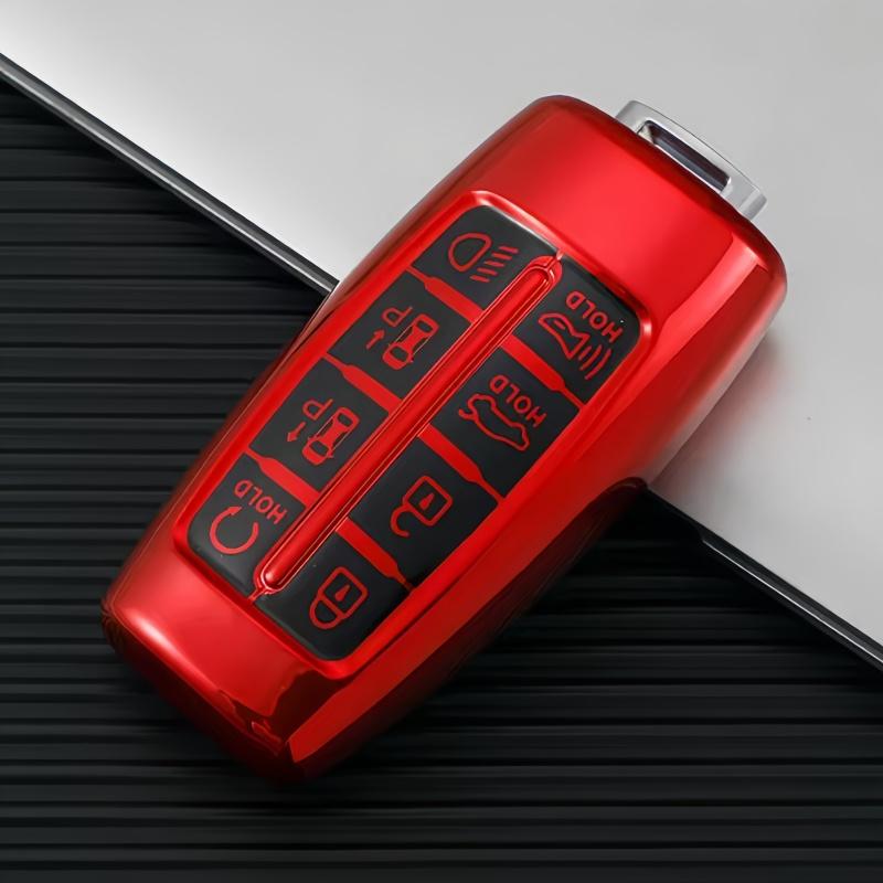 

8 кнопок ТПУ Чехол для ключа автомобиля для Hyundai Genesis G80 GV70 GV80 GV90 2020 2021 2022 Корпус Брелок Держатель Аксессуары для ключей красный