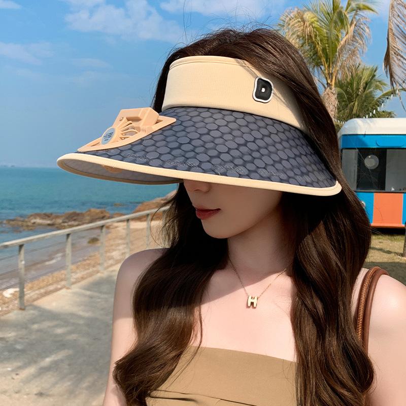 Summer Outdoor Sun Hat for Women with Large Brim with Fan Rechargeable Empty Top Hat Versatile Sun Hat Sun Hat