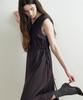 Make A Toast Drawstring V-Neck Dress Dark Gray Mbfsop002Dg