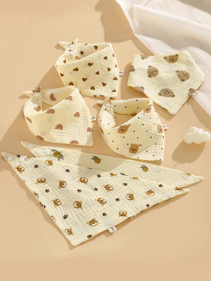 Plant-Dyed Pure Cotton Baby Bib - Unisex Newborn Gauze Drool Bib
