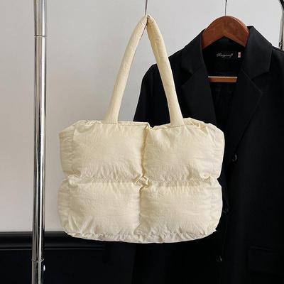 Fashionable Minimalist Puff Shoulder, Crossbody & Handheld Square Cotton-Padded Tote Bag, 2025 Niche Versatile Handbag