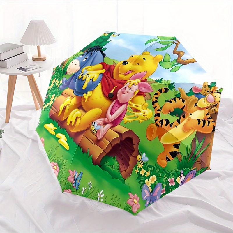 Winnie the Pooh, Eeyore Automatic Opening and Closing Umbrella - 8 Ribs Portable Folding Umbrella with Plastic Handle, Suitable for Leisure