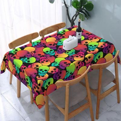 Halloween Skull Pattern Tablecloth Rectangular Tablecloth Picnic Cloth Dustproof Washable Party Tablecloth Cover Nappe De Table