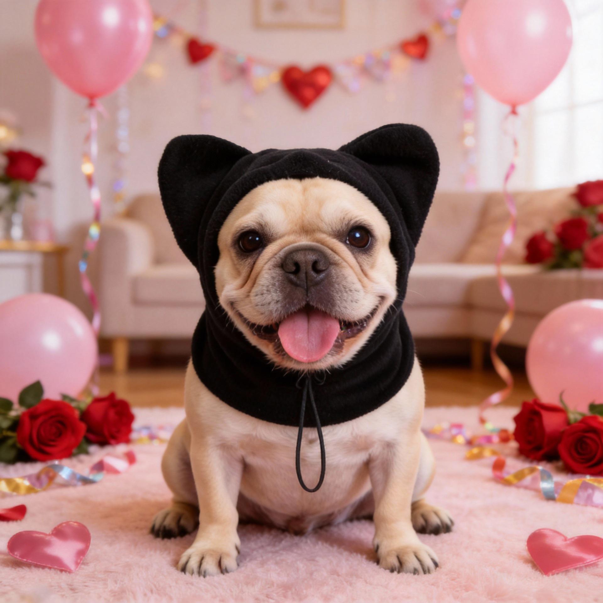 

Adjustable Windproof Pet Ear Protection Warm Plush Hat for Dogs Small чорний