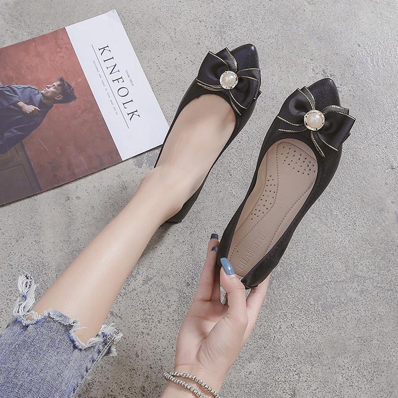 

Мягкая подошва, складные женские балетки с бантом, женская обувь для офиса, большой размер 43, женские лоферы, весенне-осенняя обувь, женская WSH4219 43