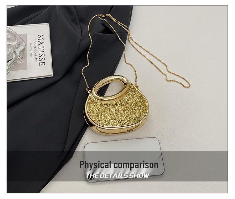 New Ladies Acrylic Crescent Evening Mini Shoulder Bag - Elegant Dazzling Color Handbag