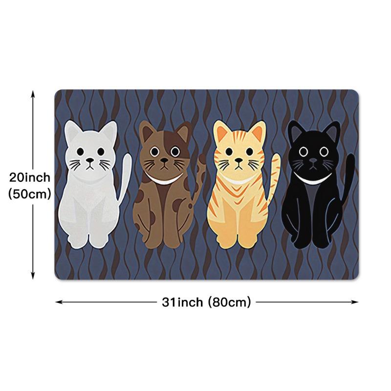 Soft Non-Slip Cat Print Kitchen/Bathroom Mat - Durable, Easy To Clean - Various Sizes