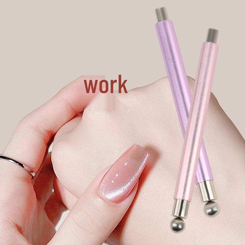 Double-Ended Cat Eye Nail Art Magnet Stick for Gel with Glass Beads
