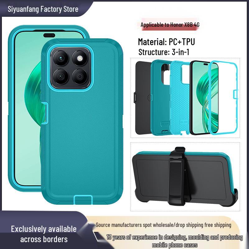 Honor X8B/X8A 4G 3-in-1 Drop-Proof Protective Phone Case