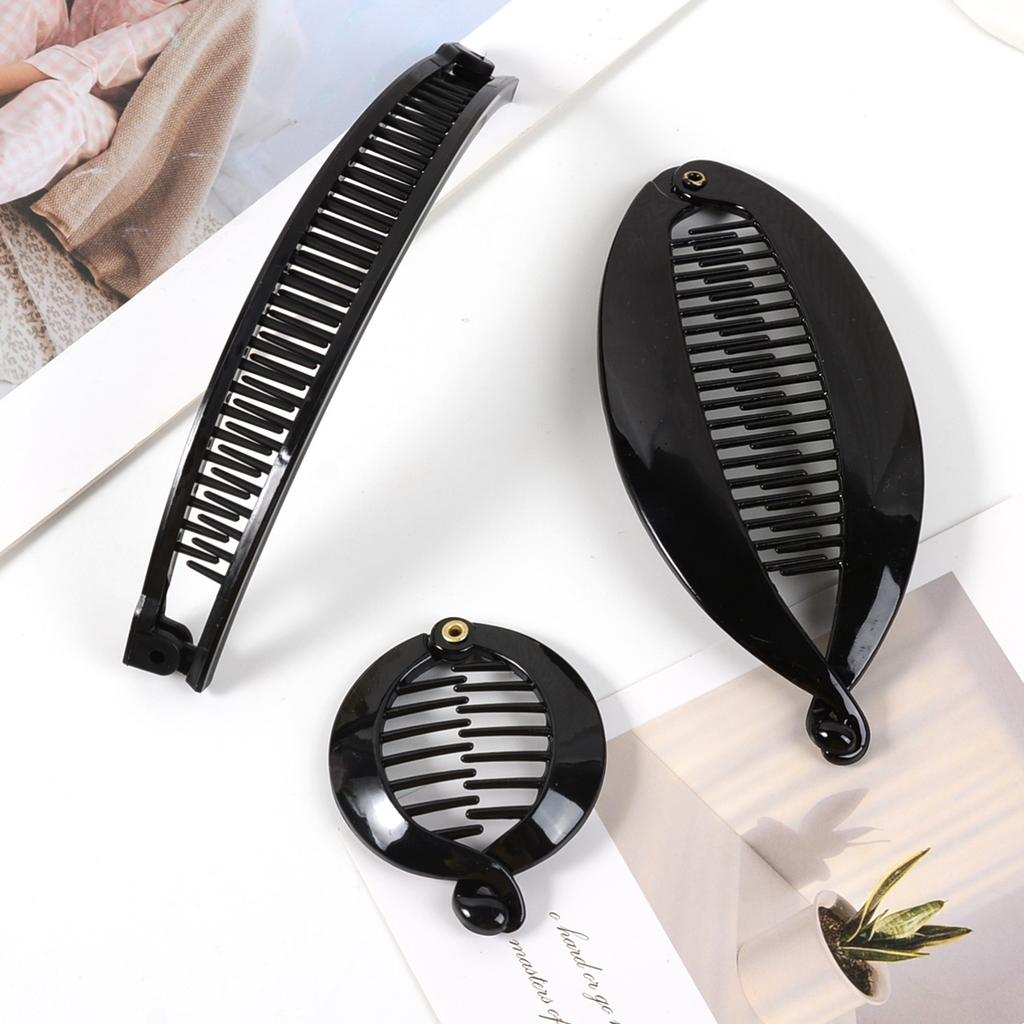 3Pcs/Set Fish Shape Hair Claws Clips Ponytail Holder for Women Girls Banana Clips Crabs Black Hair Styling Accessories