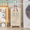 VECELO Foldable Laundry Basket with Casters and Handles, 37.7 x 31 x 50.5 cm