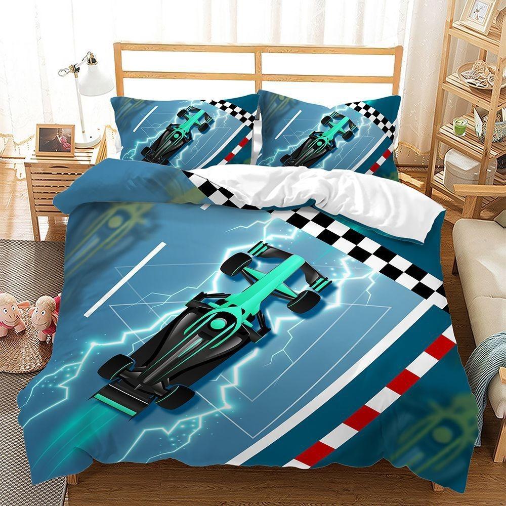 3D Sports Car Pattern Bedding Set Motorcycle Car Printed Down Duvet Cover Pillowcase Single Double Bed Home Decoration Youth Gift