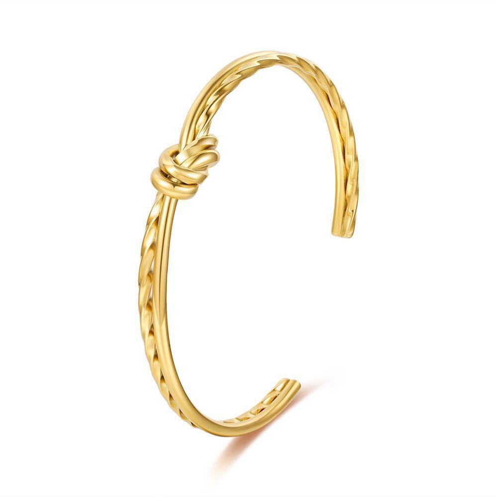 JYL TS Bracelet Knot Design Bangle 18K Gold Plated-Ties Luck & Strengthens Bonds