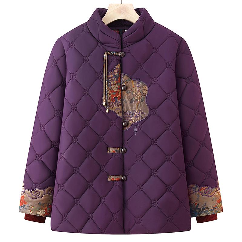 Grandma Style Cotton Padded Jacket: Chinese-Inspired Winter Wear for Women