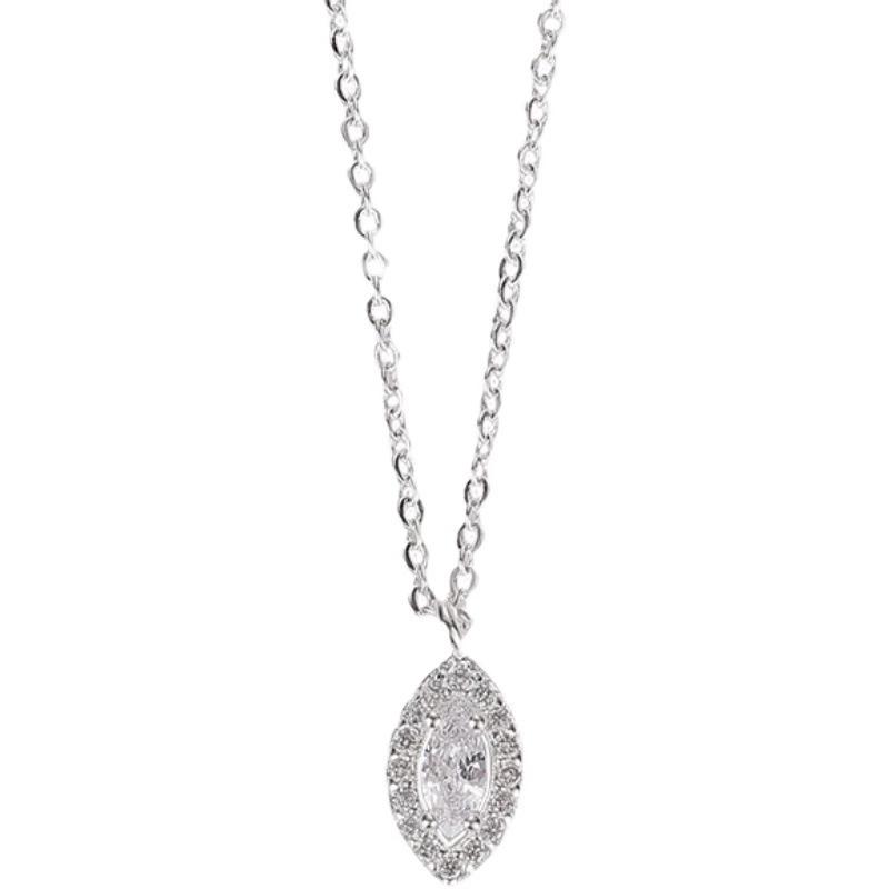 LT-859 2025 New Autumn Fashion S925 Sterling Silver Zircon-encrusted Water Drop Pendant Necklace Elegant Collarbone Chain for