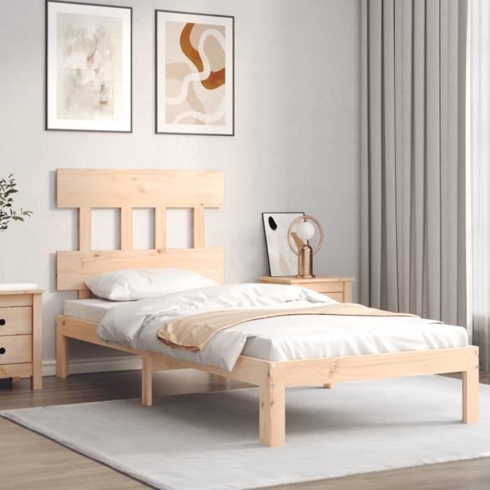 VidaXL Bed Frame with Headboard 90x200 Cm Solid Wood 3193581