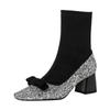 Anti-slip Socks and Boots - Women's High-heeled Stretch Shoes, Nude Boots, Short Boots