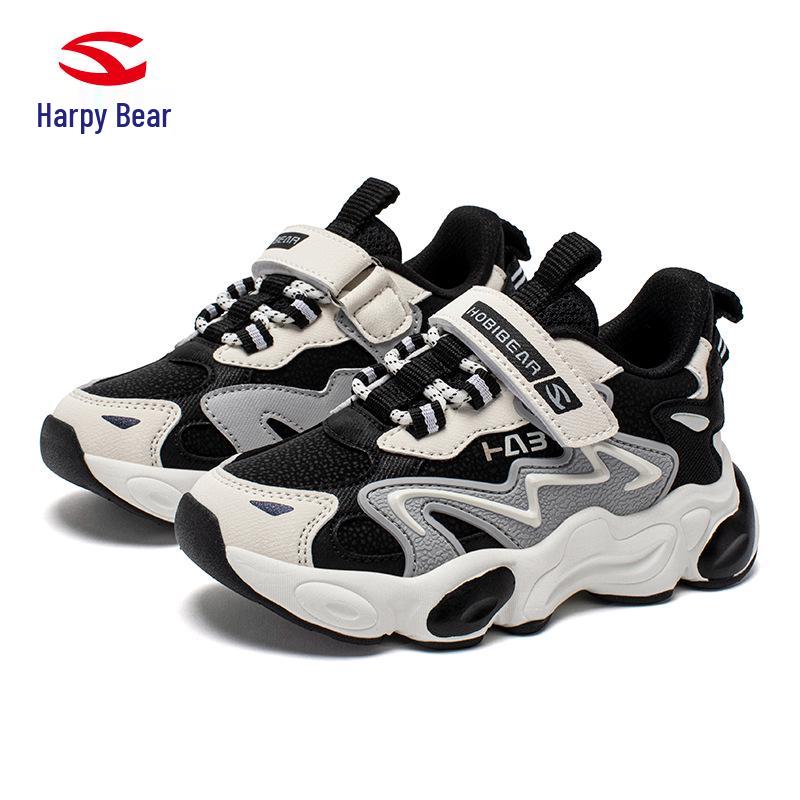 Hapi Bear Boys' Leather Velcro Sneakers - Comfy, Casual Spring & Autumn Shoes