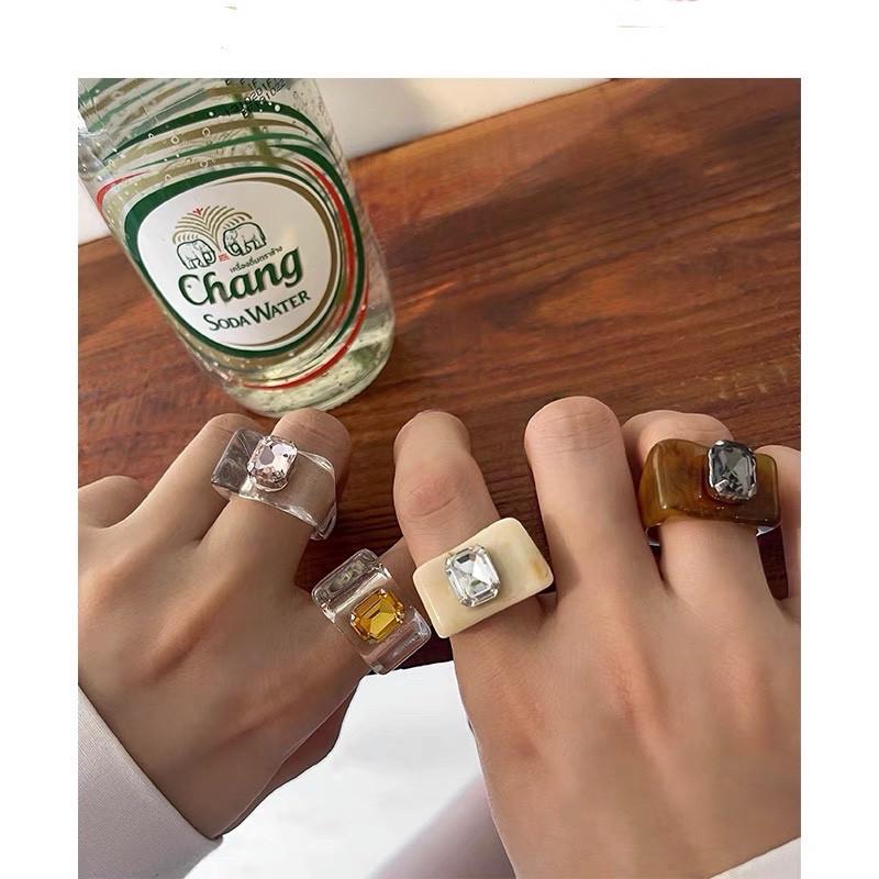 Japanischer & Koreanischer Pastellharz-Acryl-Edelsteinring - Bonbonfarbene Jelly-Textur