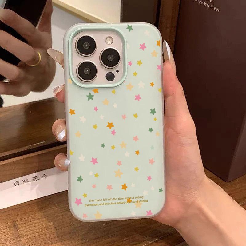 Cute Colorful Stars Pattern Phone Case For iPhone 16 17 Pro 15 14 Plus 13 12 11 Pro 16e 17e Air XR X XS Max 7 8 Plus Soft Cover