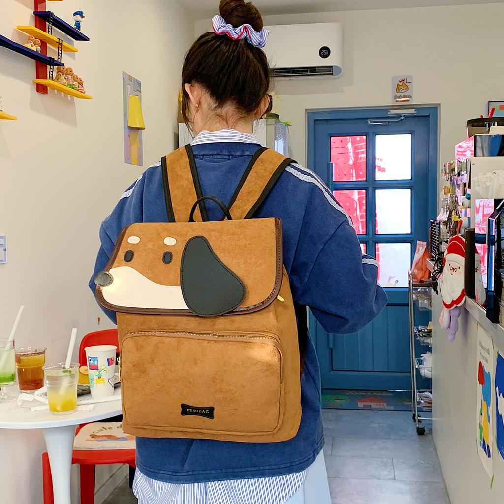 Schoolbag Japanese college style puppy backpack female student cartoon schoolbag original niche unpopular non-collision travel backpack