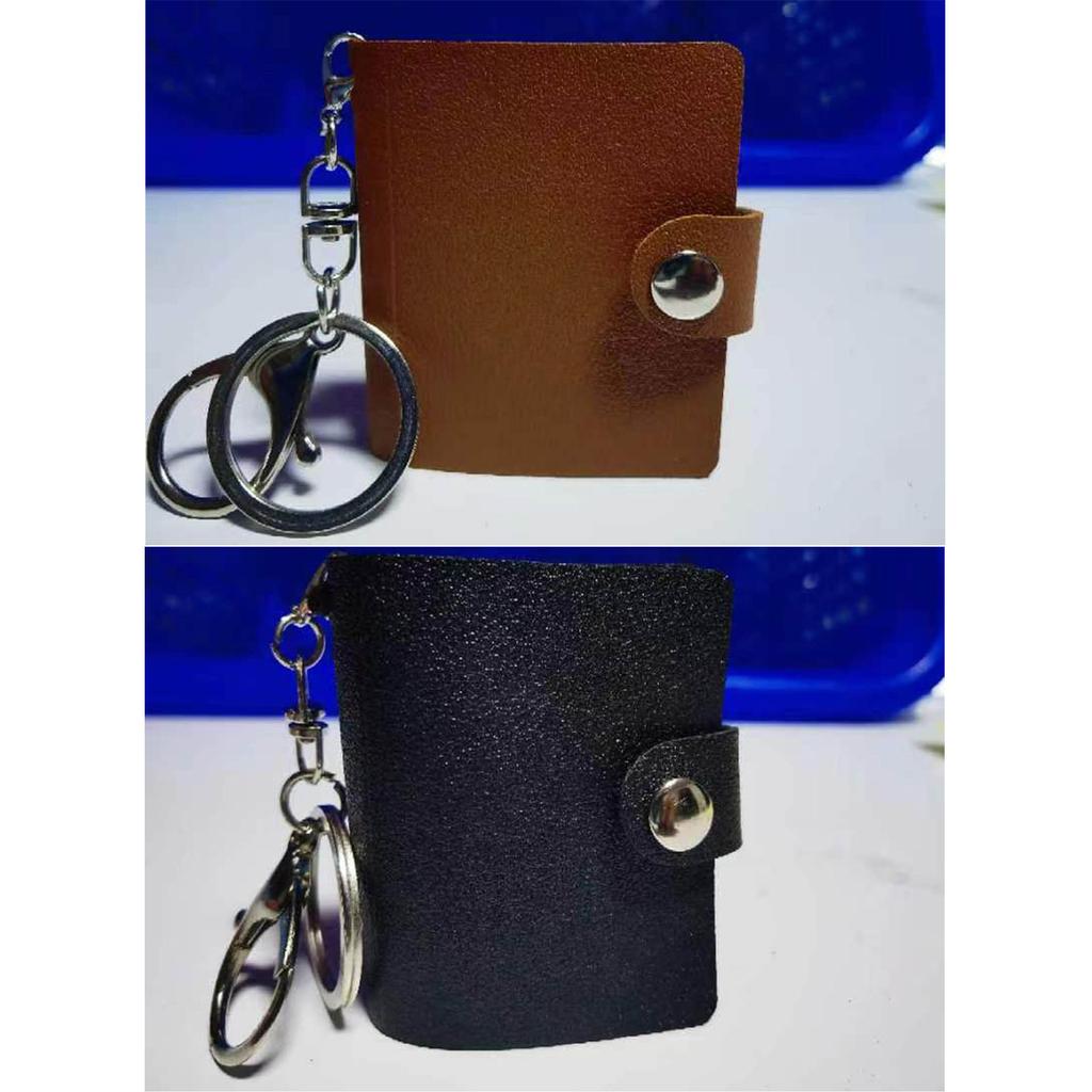 Pack of 2 Small Leather Photo Album with Key Rings Insert Pockets Organizers Perfect for Travel 2Inch Key Fob Photo