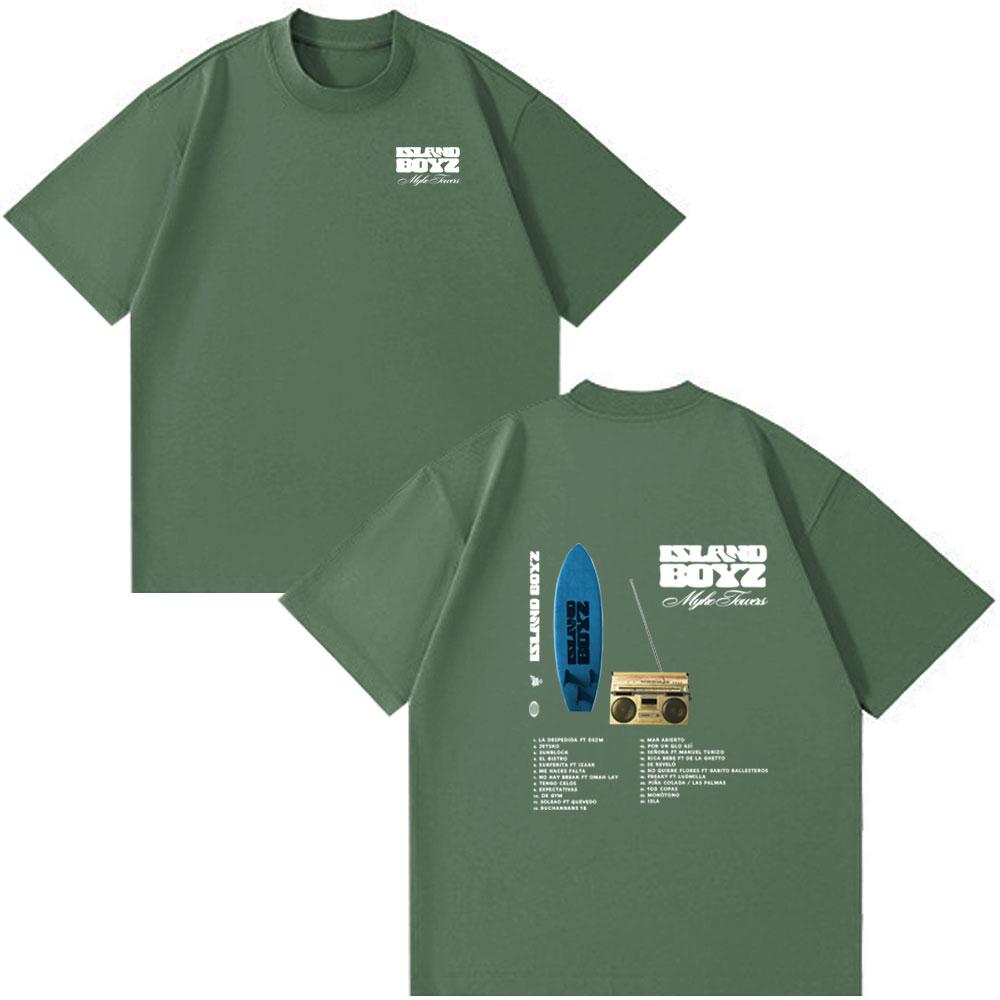 Rapper Myke Towers 2025 New Album Island Boyz T-shirts Unisex Women Clothing Fashion Hip Hop Oversized Cotton Tshirt Couple Clothes