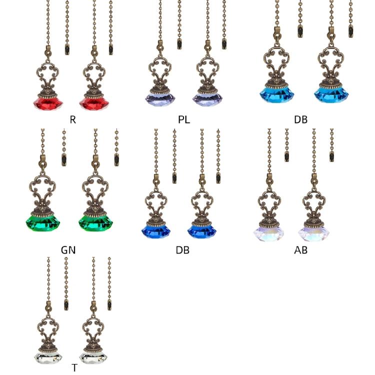 2PCS Bronze Crystal Pendant Home Decoration Car Trim Ceiling Fan Chain Extender Crystal Prism Drop Lamp Pendants