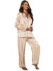 European and American Style Women's Stripeed Loungewear 2 Piece Long Sleeve Long Pants Pajamas Set Comfortable Satin Homewear