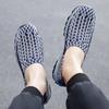 Summer Men Sneakers Braid Beach Shoes Casual Weave Blue Grey Breathable Slip on Flats Tennis Sneakers
