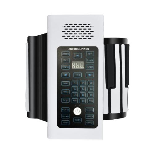 88-Key Roll-Up Piano with Silicone Keyboard for Kids, Shockproof, Portable, Rollable, Easy To Clean, Lightweight, and Wireless (A, 88 Keys, White)