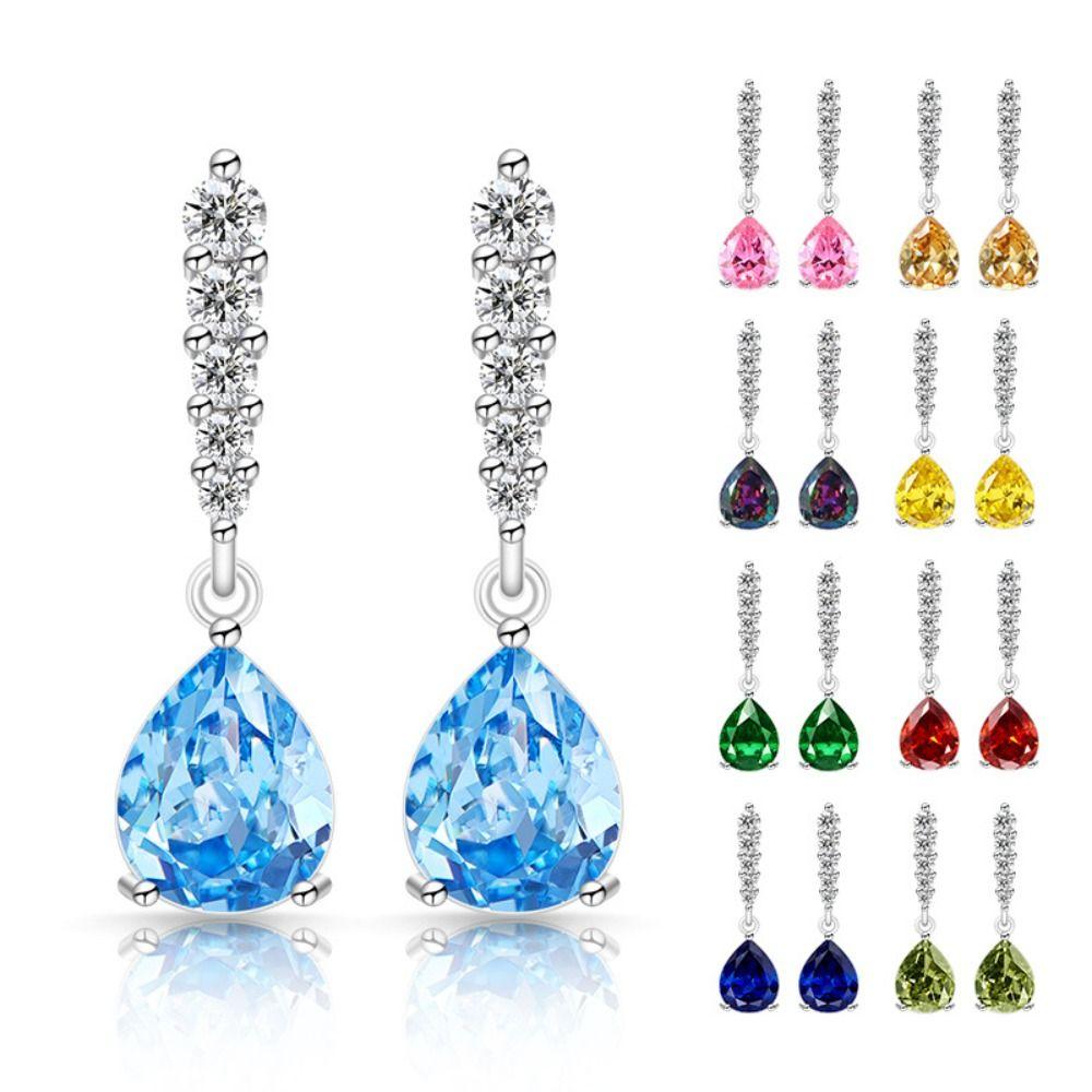 Copper Zircon Earrings Luxury Finish Fashion Jewelry Earrings Water Drop Earrings For Women Girls