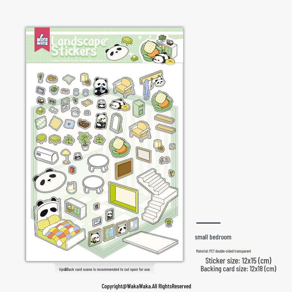 Christmas Miniature 3D Cabin Scene Stickers – Cute Handmade Cartoon Stickers for Journals