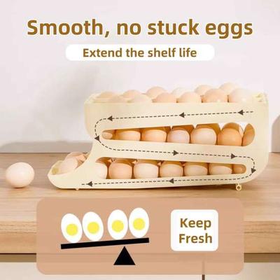 Multi-layer Slide Egg Storage Box Ladder Style Egg Box Large Capacity Automatic Rolling Refrigerator Egg Tray Organizer