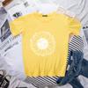 Spring Women's Simple Monochrome Sunflower Pattern Printed Pullover Loose Round Neck Pure Cotton Short Sleeved T-Shirts Women’s