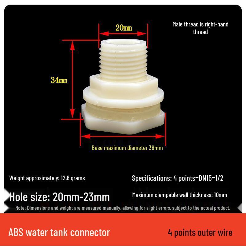 POM Anti-Corrosion Plastic Steel Connector with Internal and External Threads for Water Pipes and Tanks