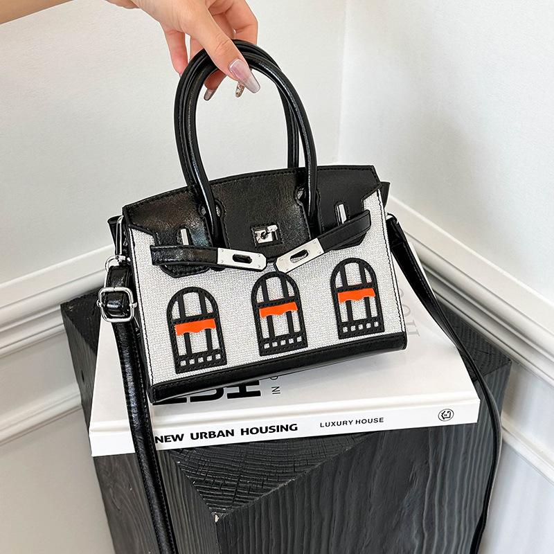 

Новая высококлассная маленькая сумочка контрастного платинового цвета, портативная, на плечо, мессенджер, женская сумка чёрный